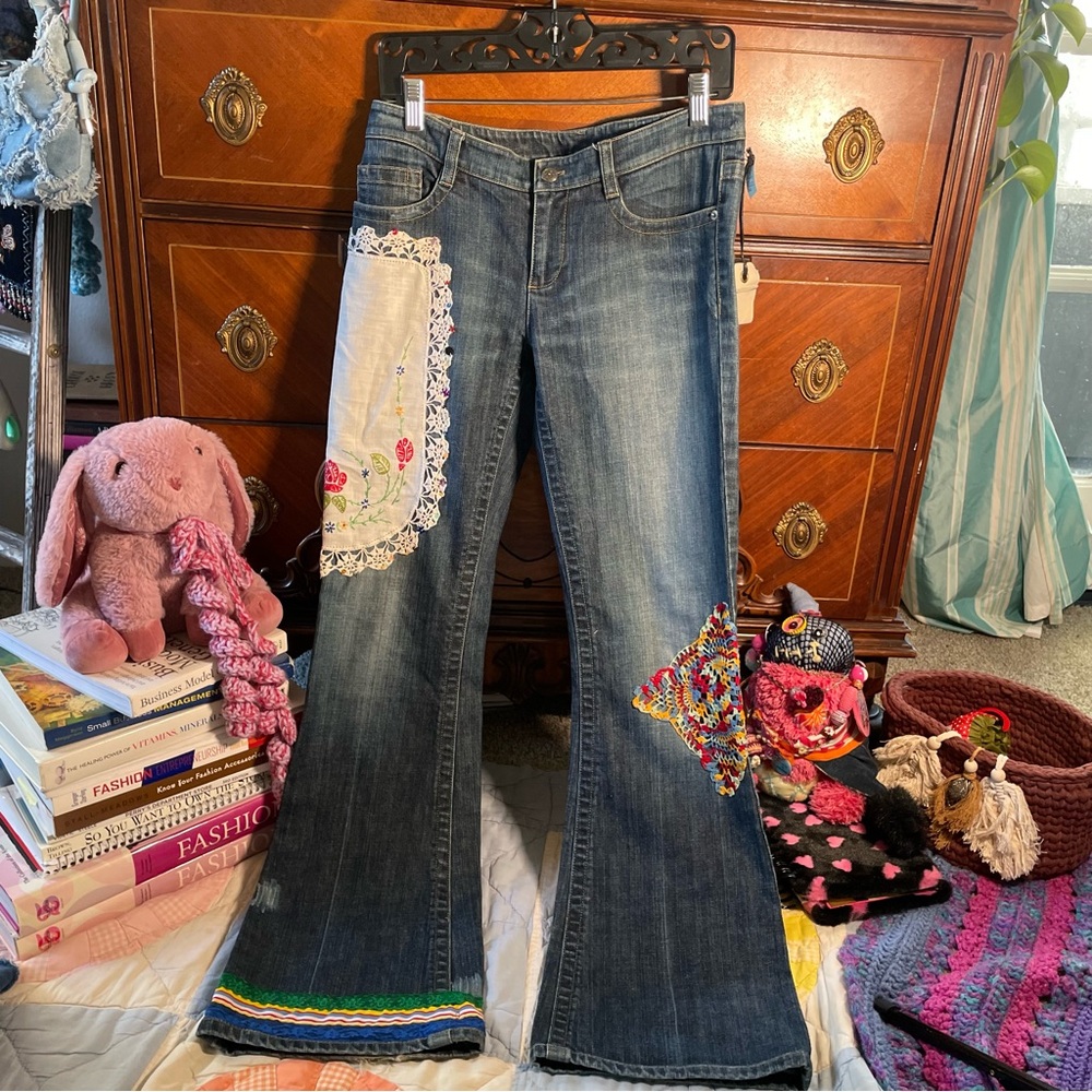 ERIKA KELLY APPAREL Crochet Patchwork Jeans Flare